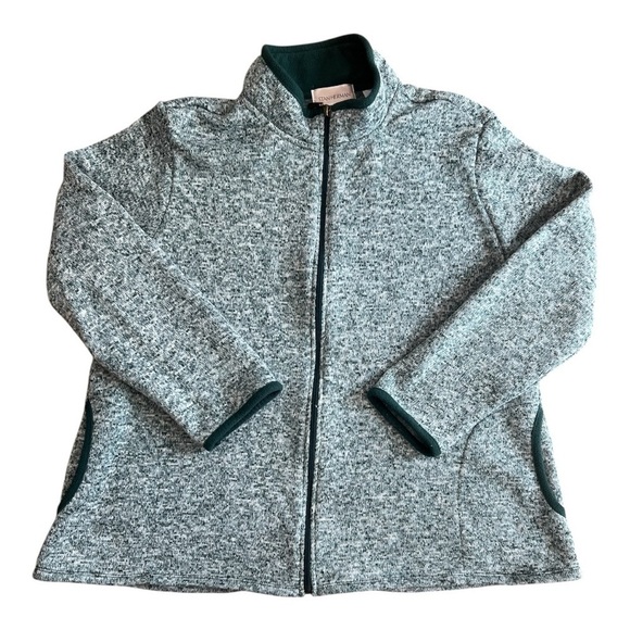 stan herman Jackets & Blazers - Stan Herman Heather Green Fleece Jacket/Sweater Zip Up Size XL Women NWOT